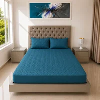 Protector De Colchón Acolchado Cama Sencilla + Fundas De Almohada Turquesa