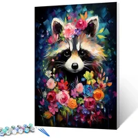 Kit De Pintura Por Números Tucocoo Mapache Floral En Lienzo