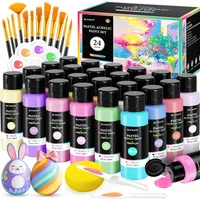Juego De Pintura Acrílica Popyola Colores Pastel Con Pinceles Y Accesorios