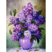 Pintura Por Números BYGFHLYW Violeta Floral Acrílica