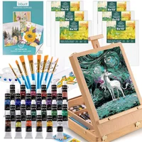 Juego de Pintura Inburit con Caballete 24 Colores y 6 Paneles de Lienzo