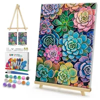 Kit de Pintura por Números para Adultos Suculenta 8x12 cm