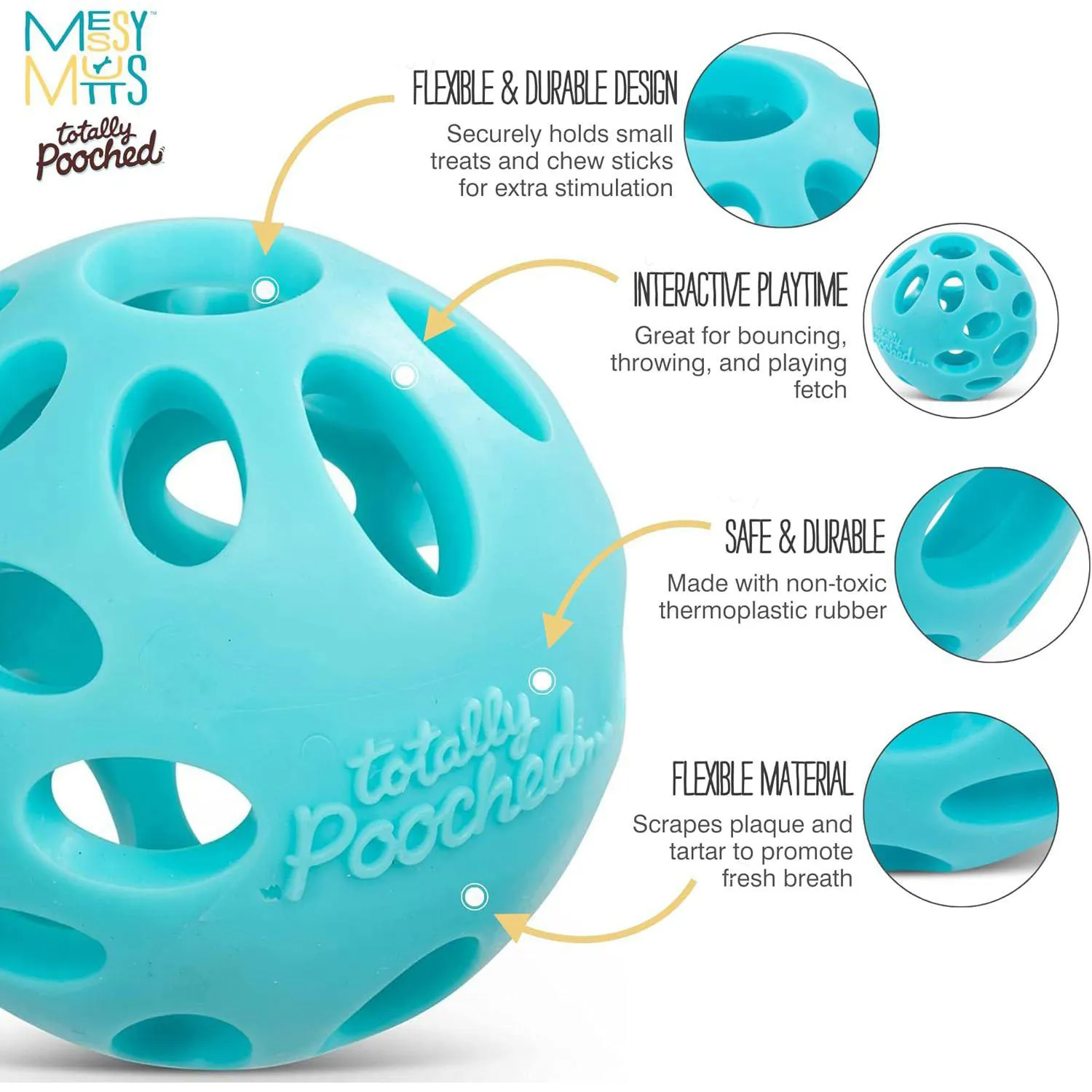 Pelota Interactiva Para Perros Con Dispensador De Golosinas Y Limpieza Dental