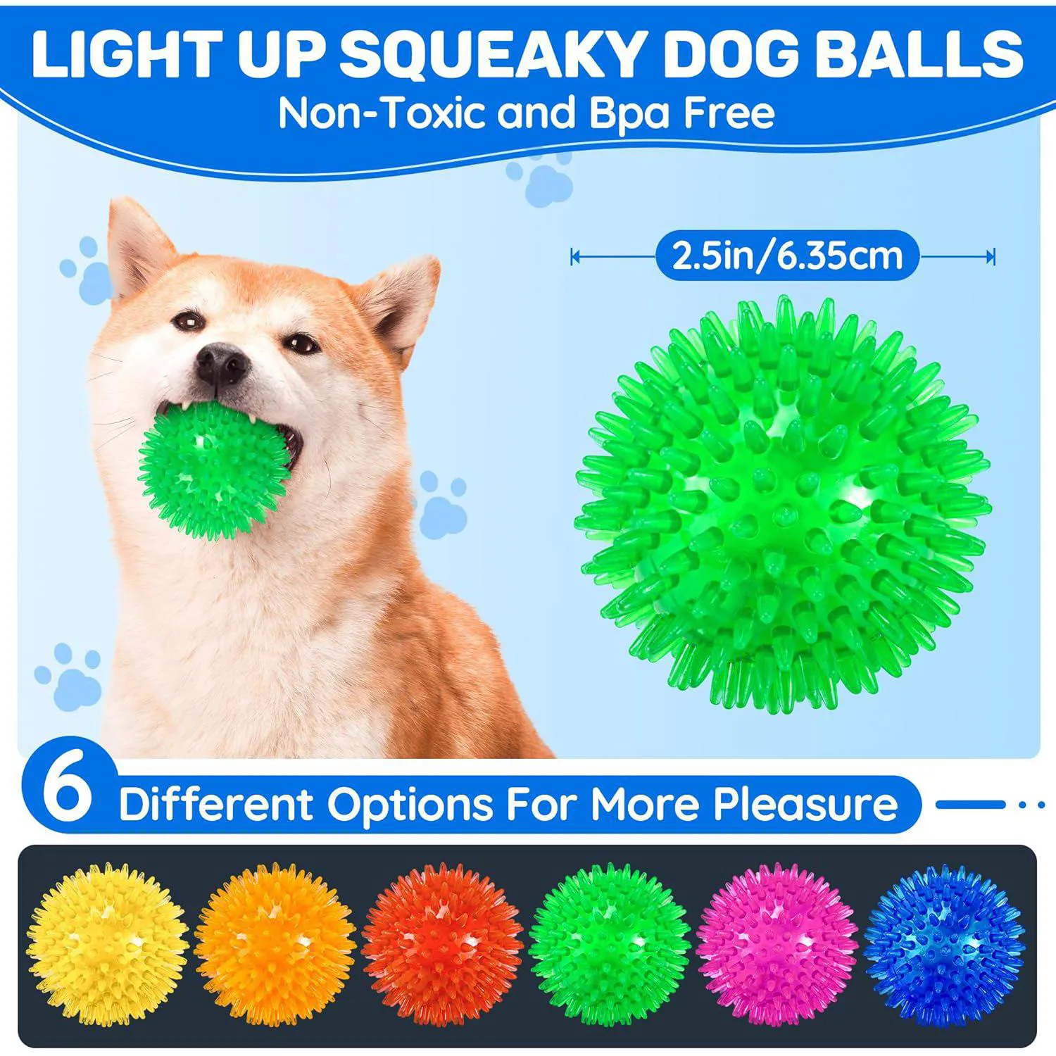 Paquete De 6 Pelotas Para Perros Con Sonido Y Luz Que Estimulan El Juego Activo