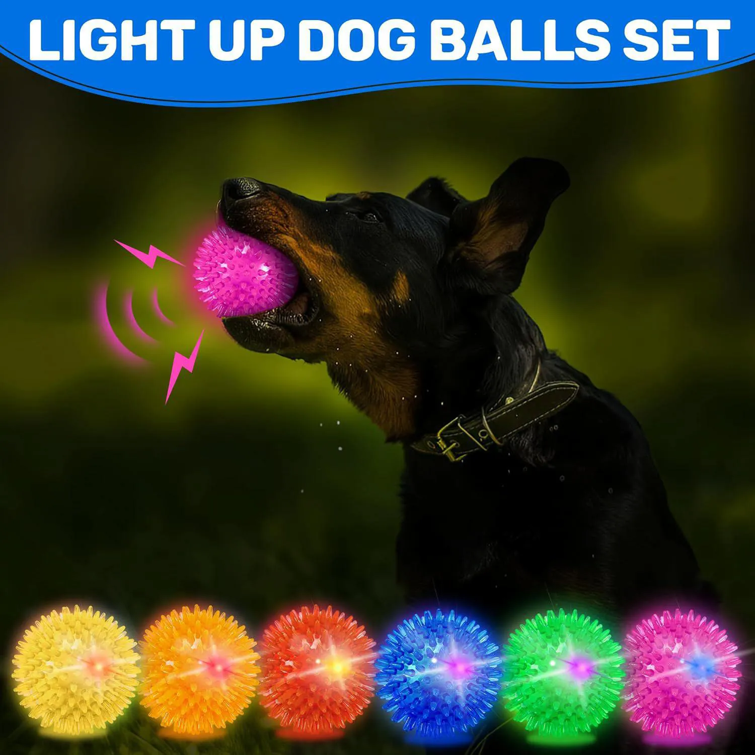 Paquete De 6 Pelotas Para Perros Con Sonido Y Luz Que Estimulan El Juego Activo 3