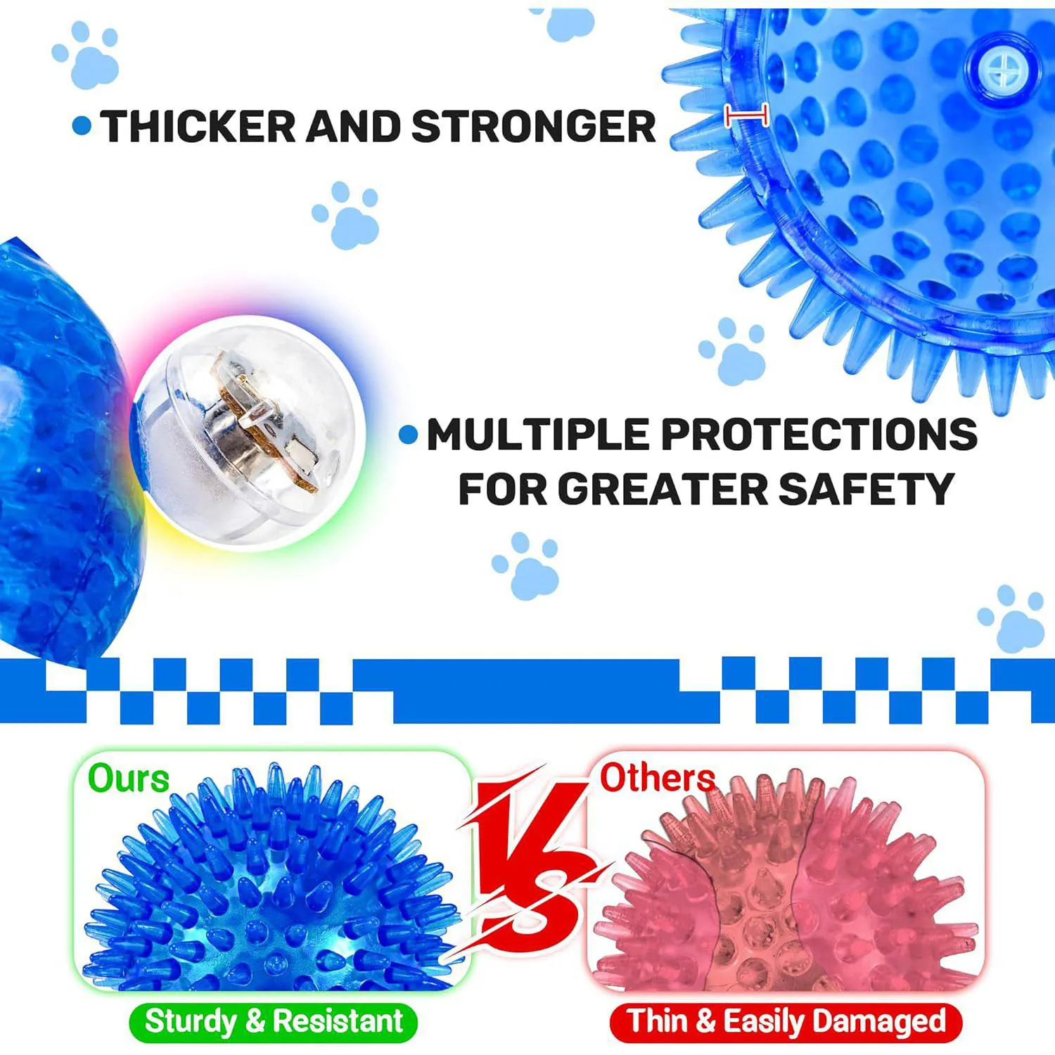 Paquete De 6 Pelotas Para Perros Con Sonido Y Luz Que Estimulan El Juego Activo 4