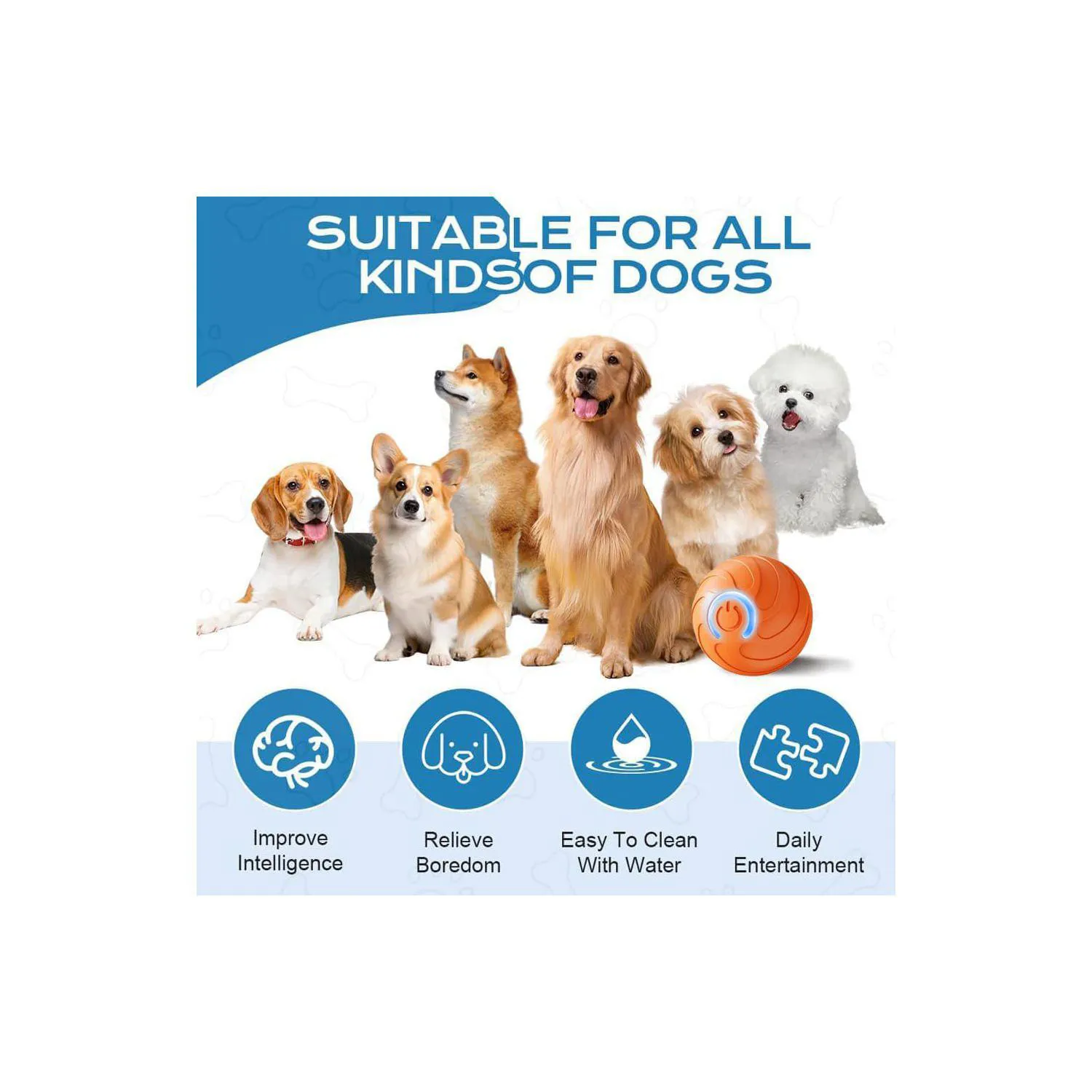 Pelotas Interactivas Para Perros Con Rebote Automático Y Luz LED Recargables 4
