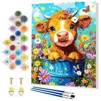 Kit de Pintura por Números Yunnuo para Adultos Vaca Highland 50x40 cm