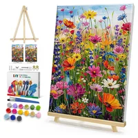 Kit de Pintura por Números Heebenor Floral con Caballete 8x12 cm