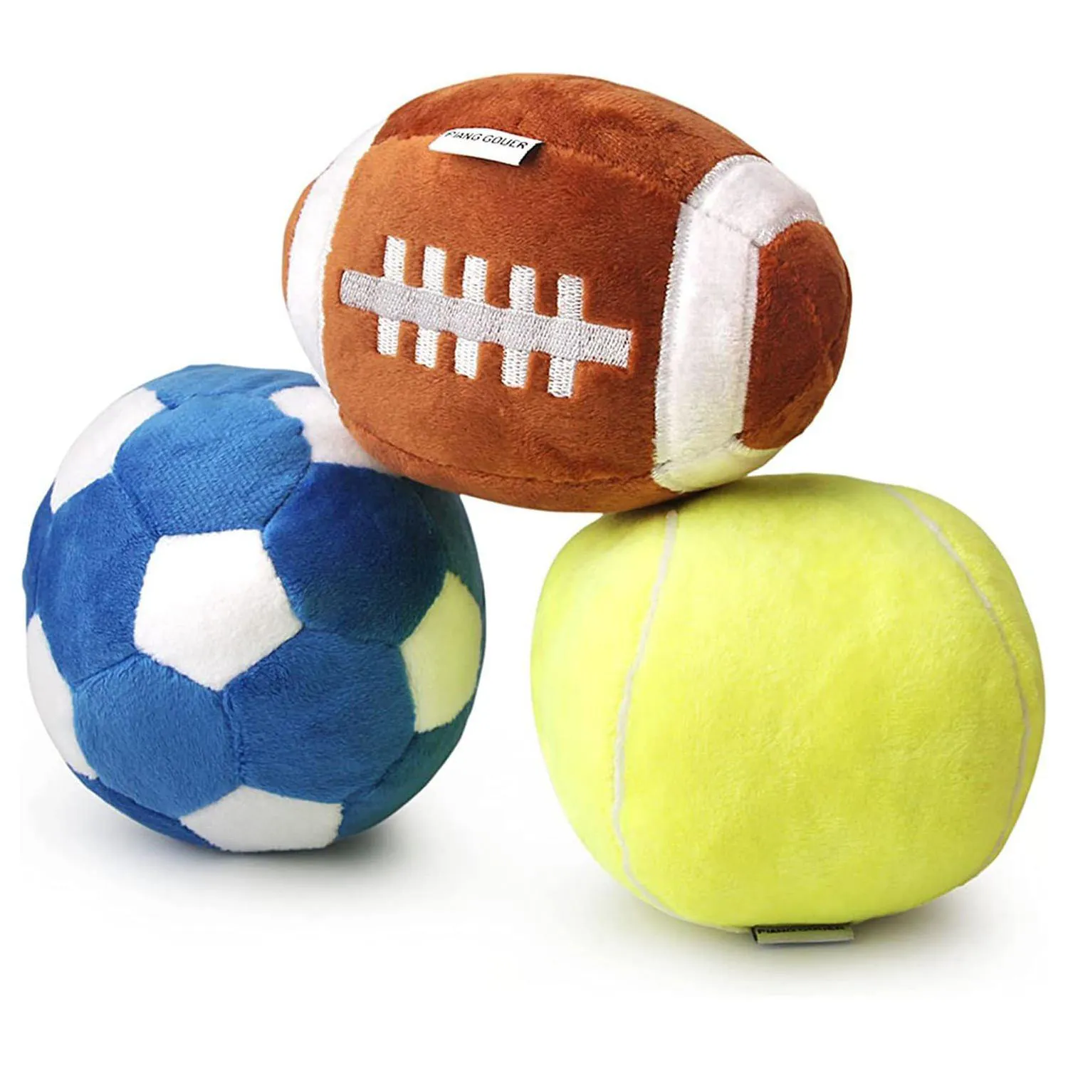 Pelotas Interactivas Para Perros Con Diseño Deportivo Y Material Seguro Paquete De Tres
