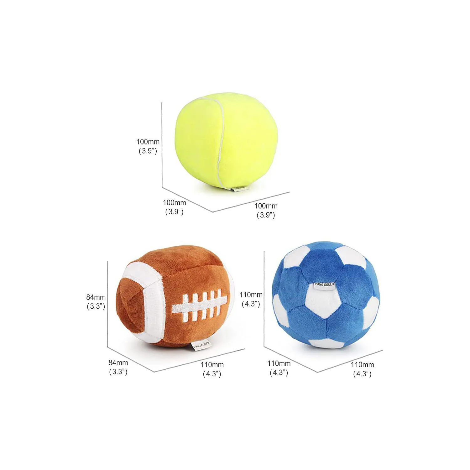 Pelotas Interactivas Para Perros Con Diseño Deportivo Y Material Seguro Paquete De Tres 3