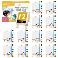 Kit de Pintura Acrílica Esrich 12 Piezas con Lienzos y Caballete