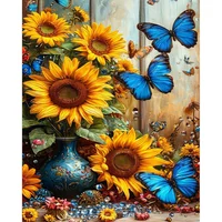 Kit De Pintura Por Números Para Adultos Flores Y Mariposas 16x20