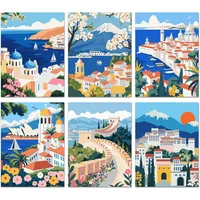 Kit De Pintura Por Números Bougimal Paisaje Ciudad 12x16