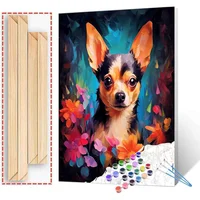 Kit de Pintura por Números para Adultos con Imágenes de Perros y Flores