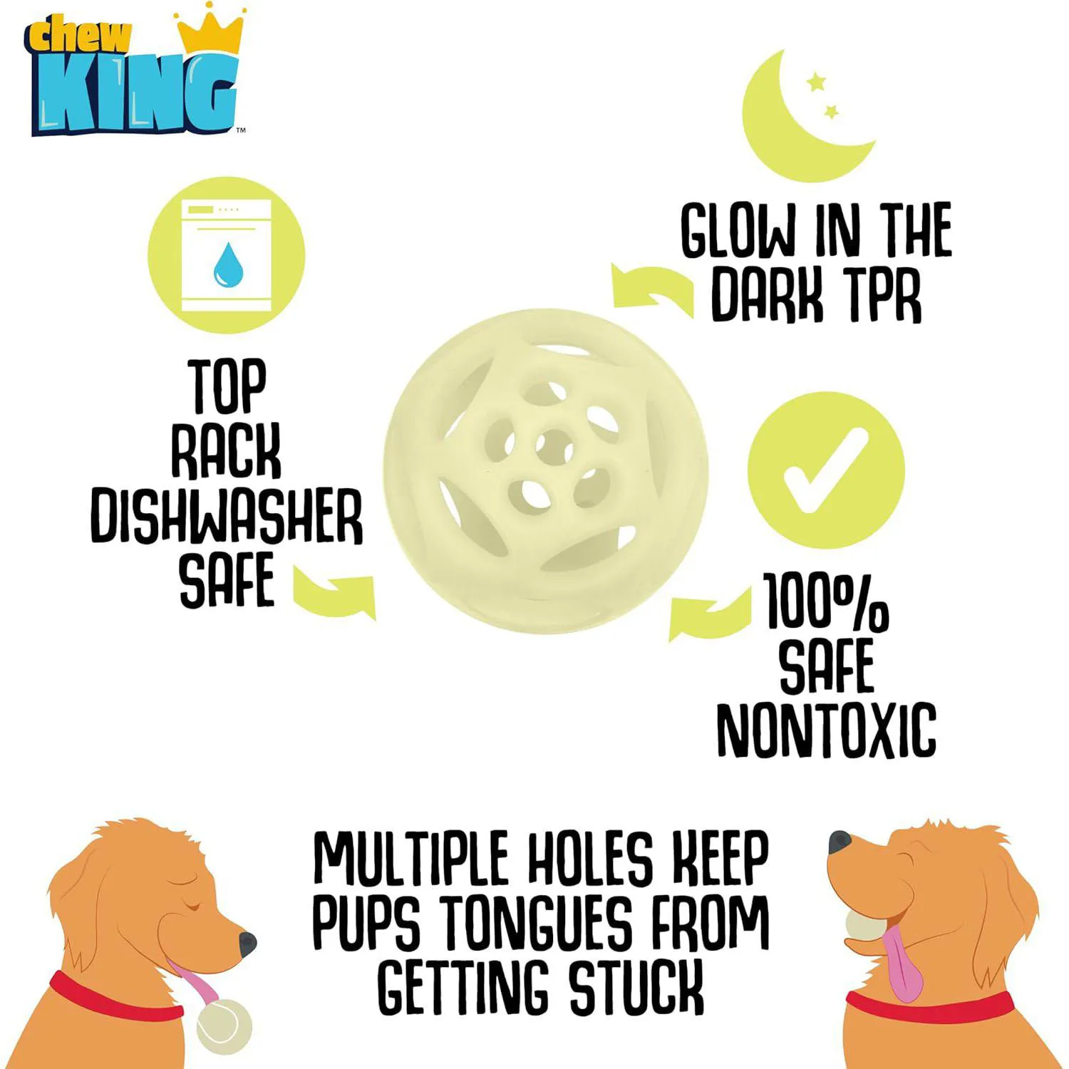 Pelotas Brillantes Para Perros Paquete De Dos Con Diseño Resistente Chew King 4