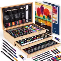 Set de Arte de 175 Piezas en Estuche de Madera con Pinturas Acrílicas Lápices y Accesorios Color More
