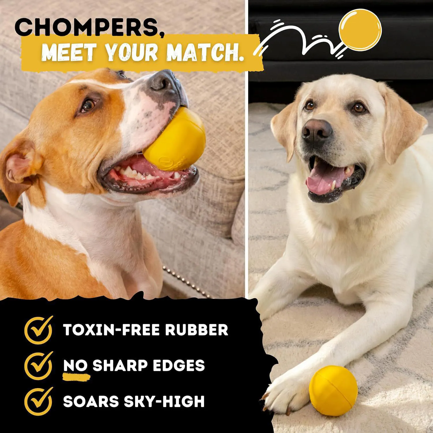 Pelota Indestructible Para Perros Grandes De Goma Natural Con Garantía De Repuesto 3