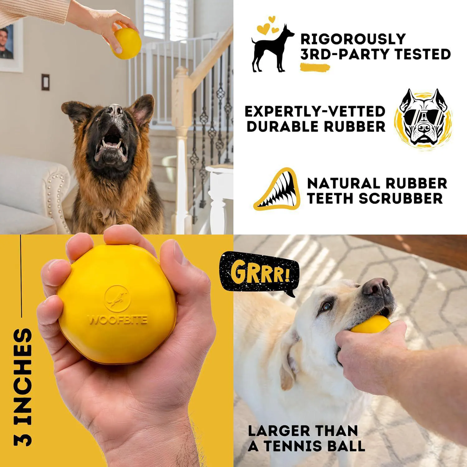 Pelota Indestructible Para Perros Grandes De Goma Natural Con Garantía De Repuesto 5