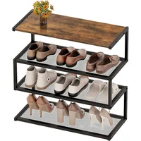 Zapatero de Madera con 3 Niveles y Diseño Decorativo para Entrada