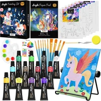 Set de Pintura para Niños 34 Pzs con Lienzos y Accesorios