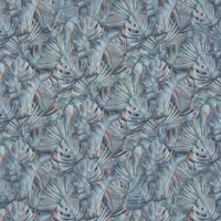 Papel Colgadura 53cm X 10m Azul Hojas