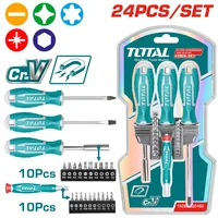 Juego de Destornilladores y Puntas 24 Piezas Phillips Torx Plano Pz Total Tools Tacsd302462
