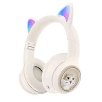 Audífonos Orejas de Gato Bluetooth Recargables Luz LED Akz01 Beige
