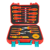 Juego de Herramientas 16 Piezas Aislados 1000V 9 Destornillador + 4 Alicates + 1 Probador + Cuchillo + Cinta en Estuche