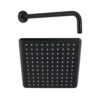Ducha Regadera 20Cm Con Tubo Negro Mate Abs