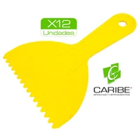 Espatula Plastica Con Mango 5" Diente Pequeño x 12 Unidades Caribe