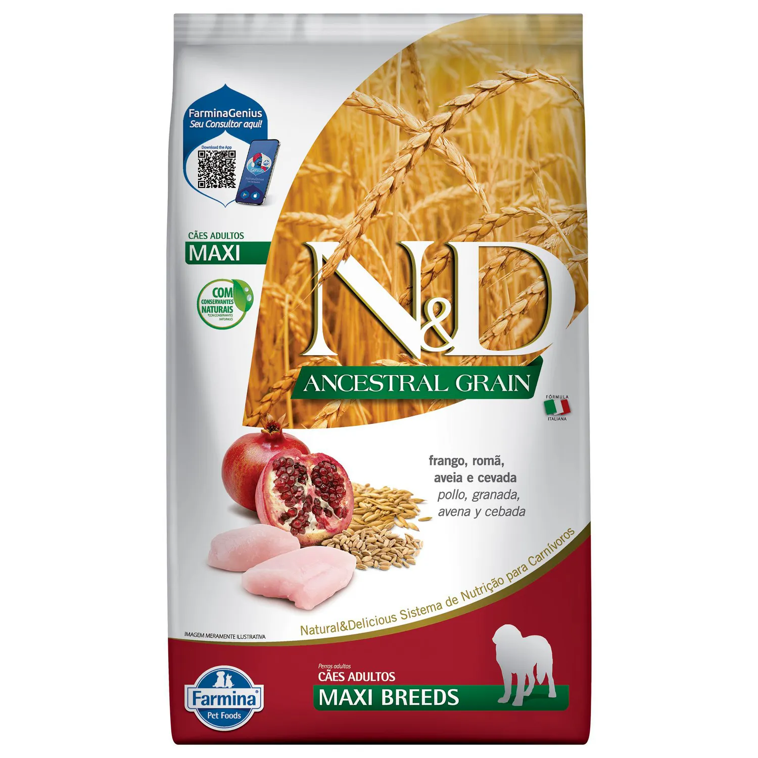 Comida Seca Para Perro N&D Ancestral Can Frango Adult Maxi 10.1kg