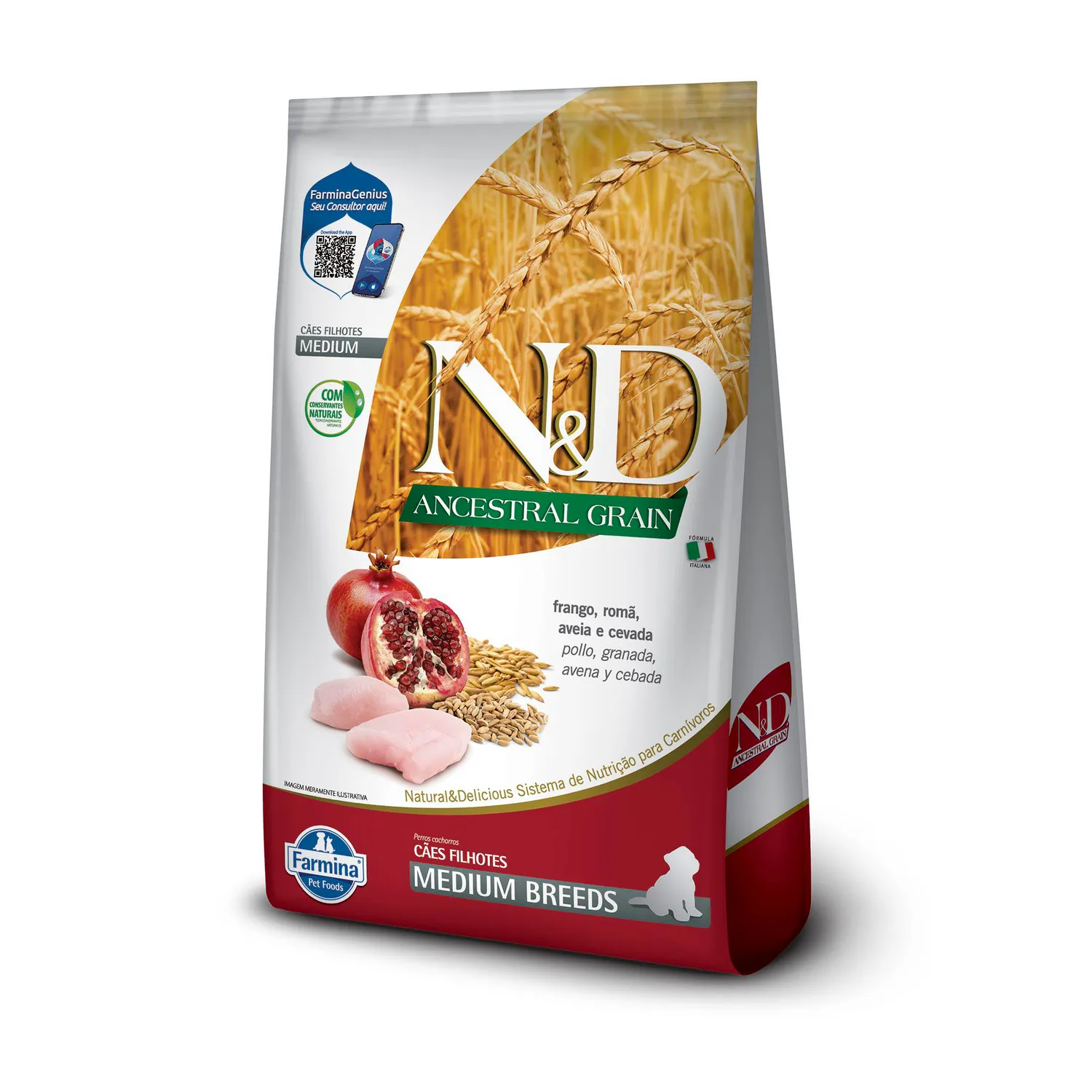 Comida Seca Para Gato N&D Ancestral Can Frango Puppy Medium 2.5kg