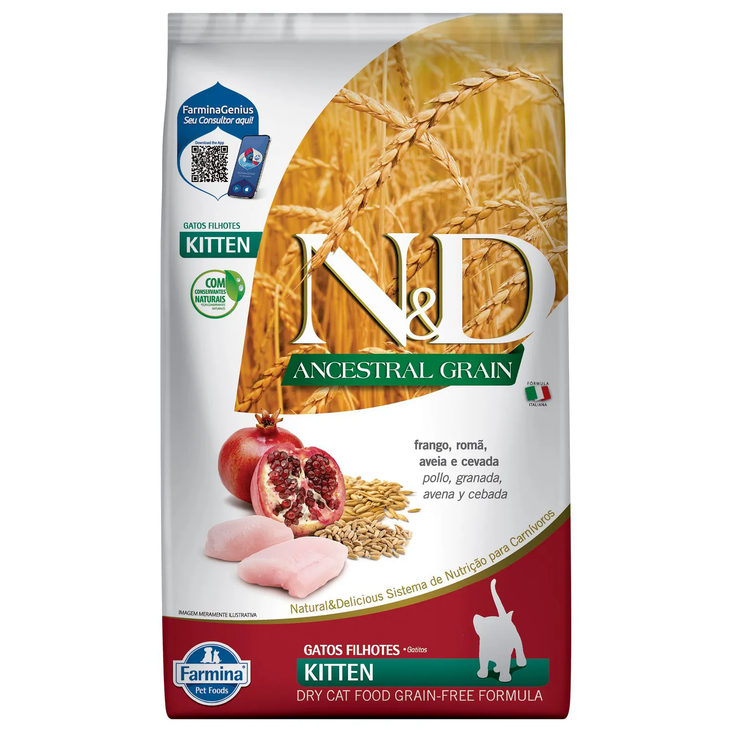 Comida Seca Para Gato N&D Ancestral Fel Frango Kitten 0.4kg
