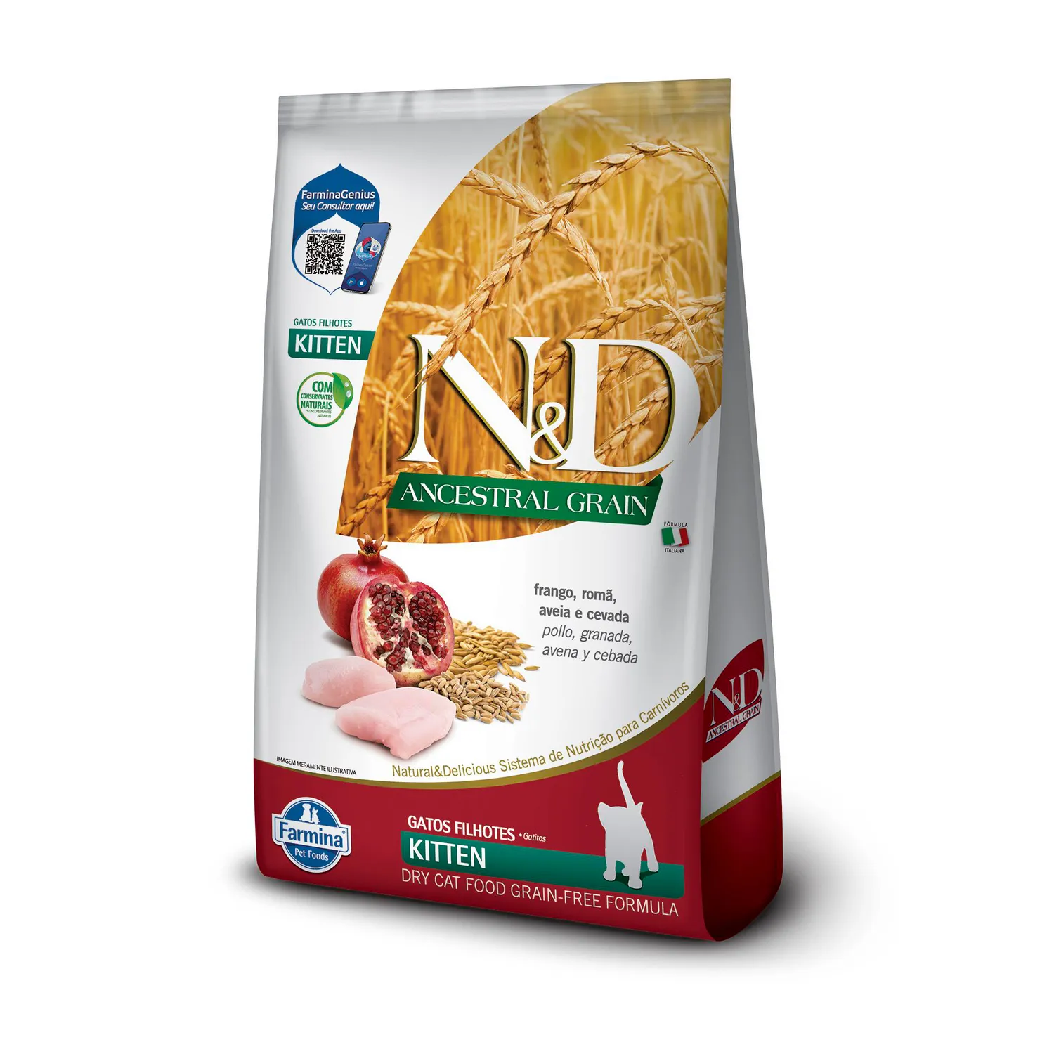 Comida Seca Para Gato N&D Ancestral Fel Frango Kitten 1.5kg