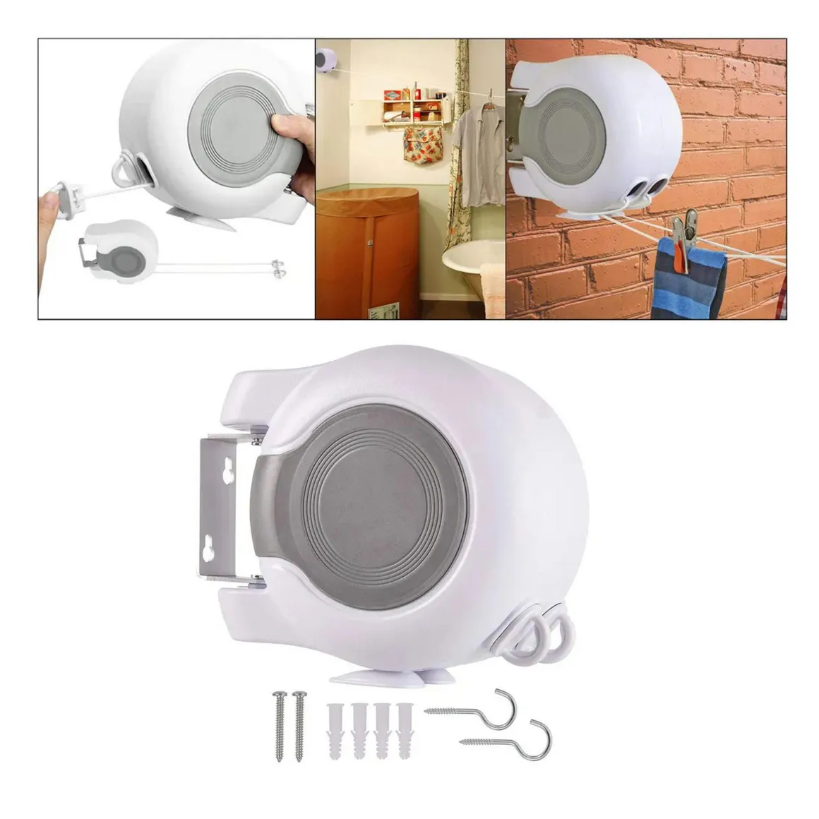 Tendedero Retráctil Belhaven 7 Metros - Para Balcón Pequeño, Interior Y Exterior, Soporta 25kg