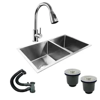 Combo Lavaplatos Doble 77*45cm+griferia Extraible+accesorios