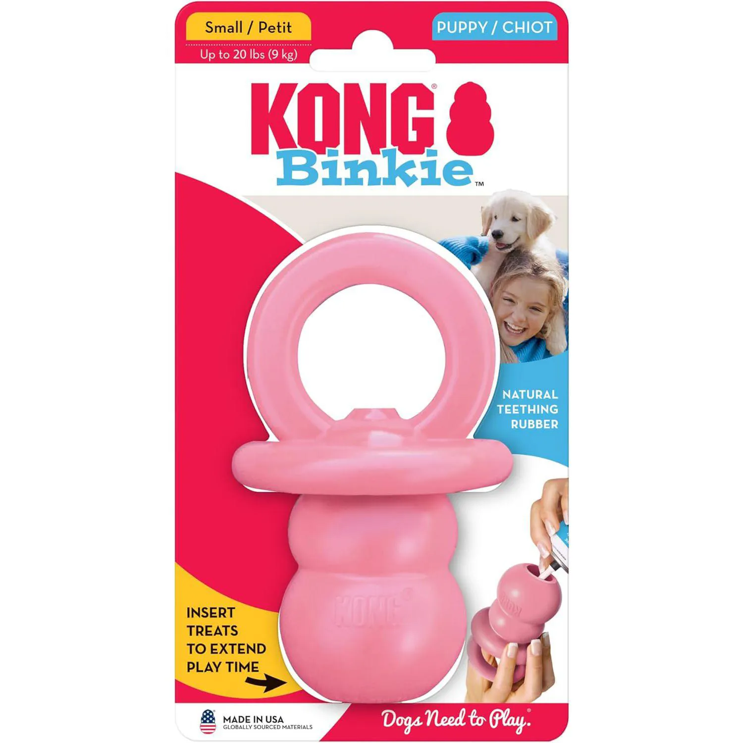 Juguete Masticable Para Cachorros KONG Binkie De Caucho Natural Con Relleno 7