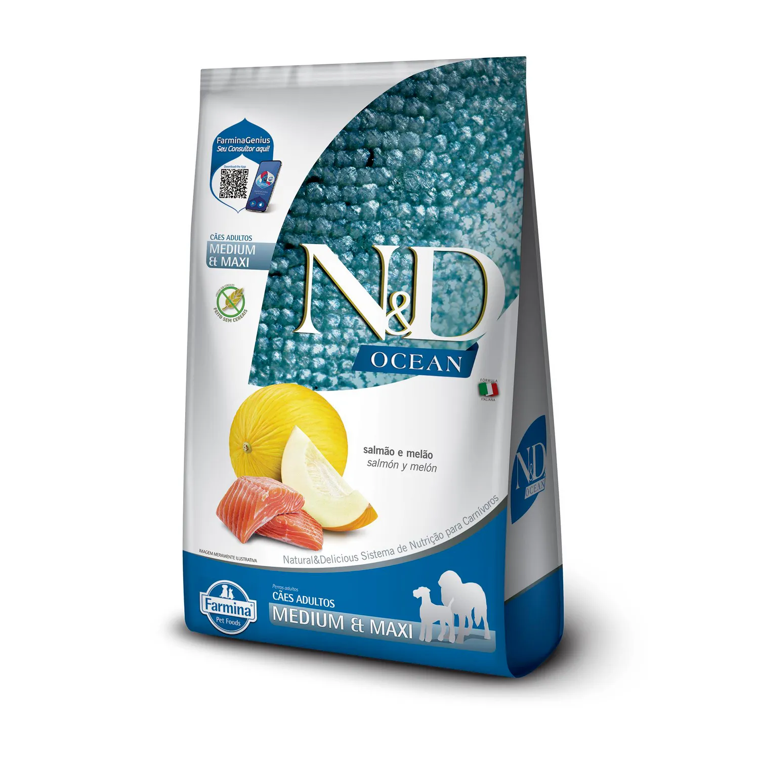 Comida Seca Para Perro N&D Ocean Canine Adult Medium Maxi Salmao 10.1kg