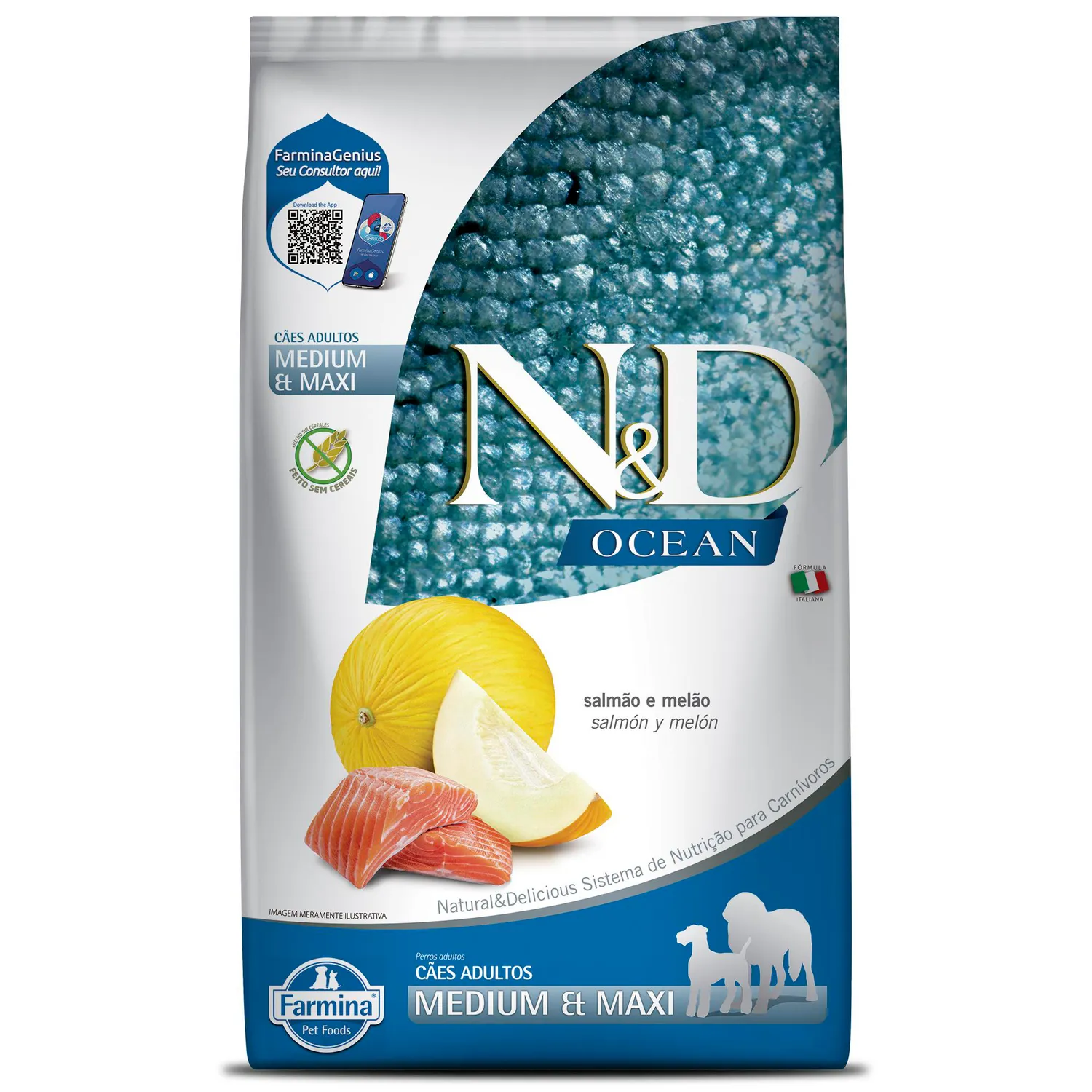 Comida Seca Para Perro N&D Ocean Canine Adult Medium Maxi Salmao 2.5kg