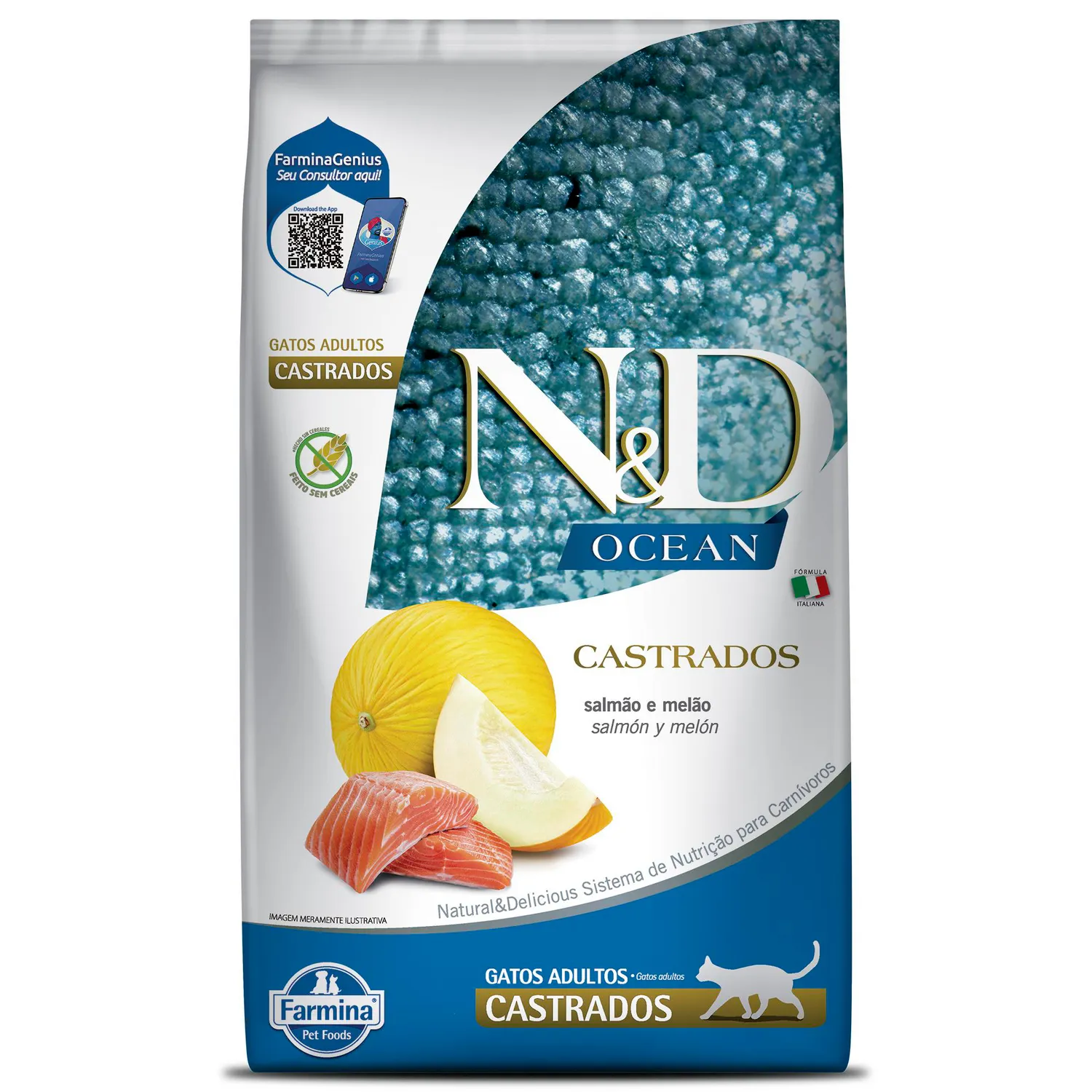 Comida Seca Para Gato N&D Ocean Feline Adult Castrado Salmao 1.5kg