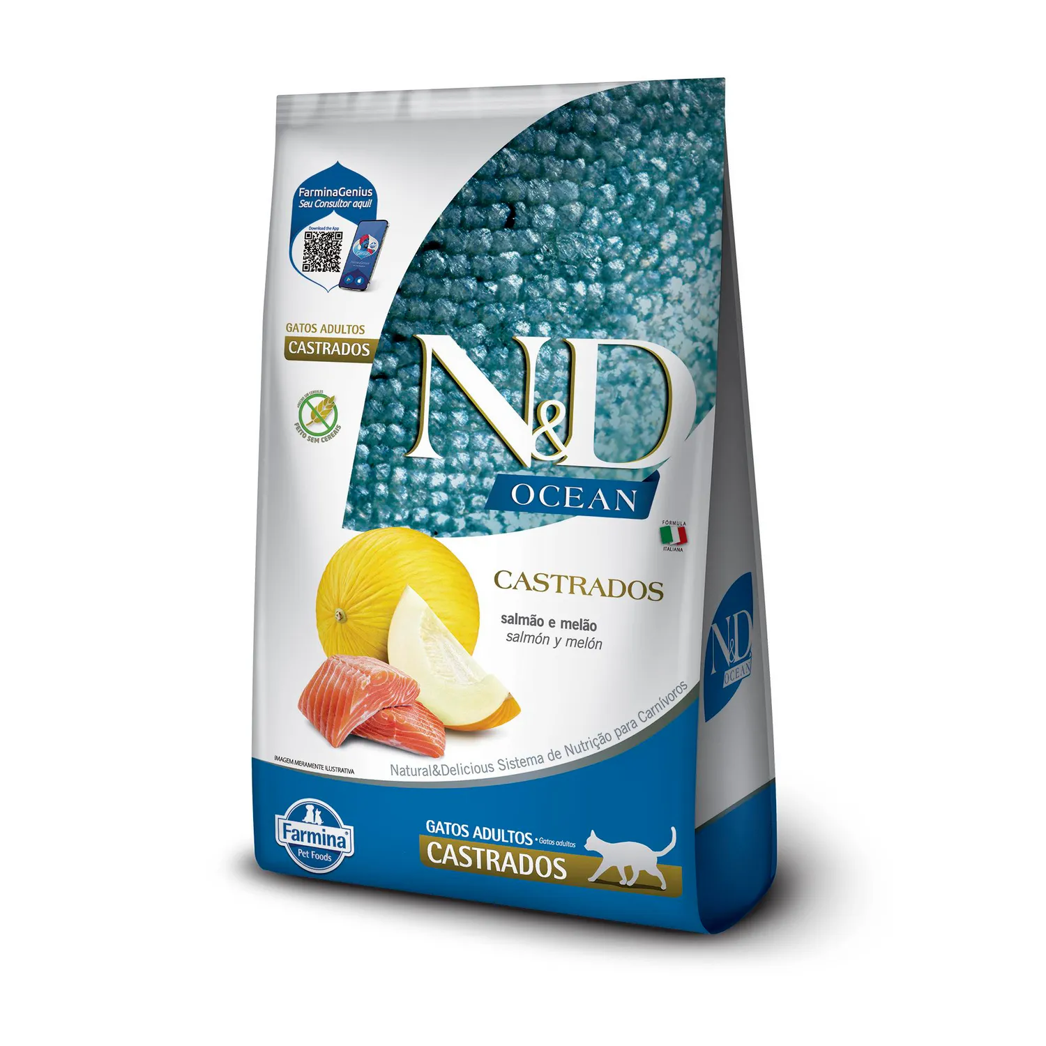 Comida Seca Para Gato N&D Ocean Feline Adult Castrado Salmao 1.5kg