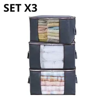 Set X3 Bolsas Organizadoras Cubrelechos Sabanas Armario Tela