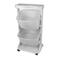 Multiestante con Cesta Media Móvil 2 Niveles con Rueda Gris