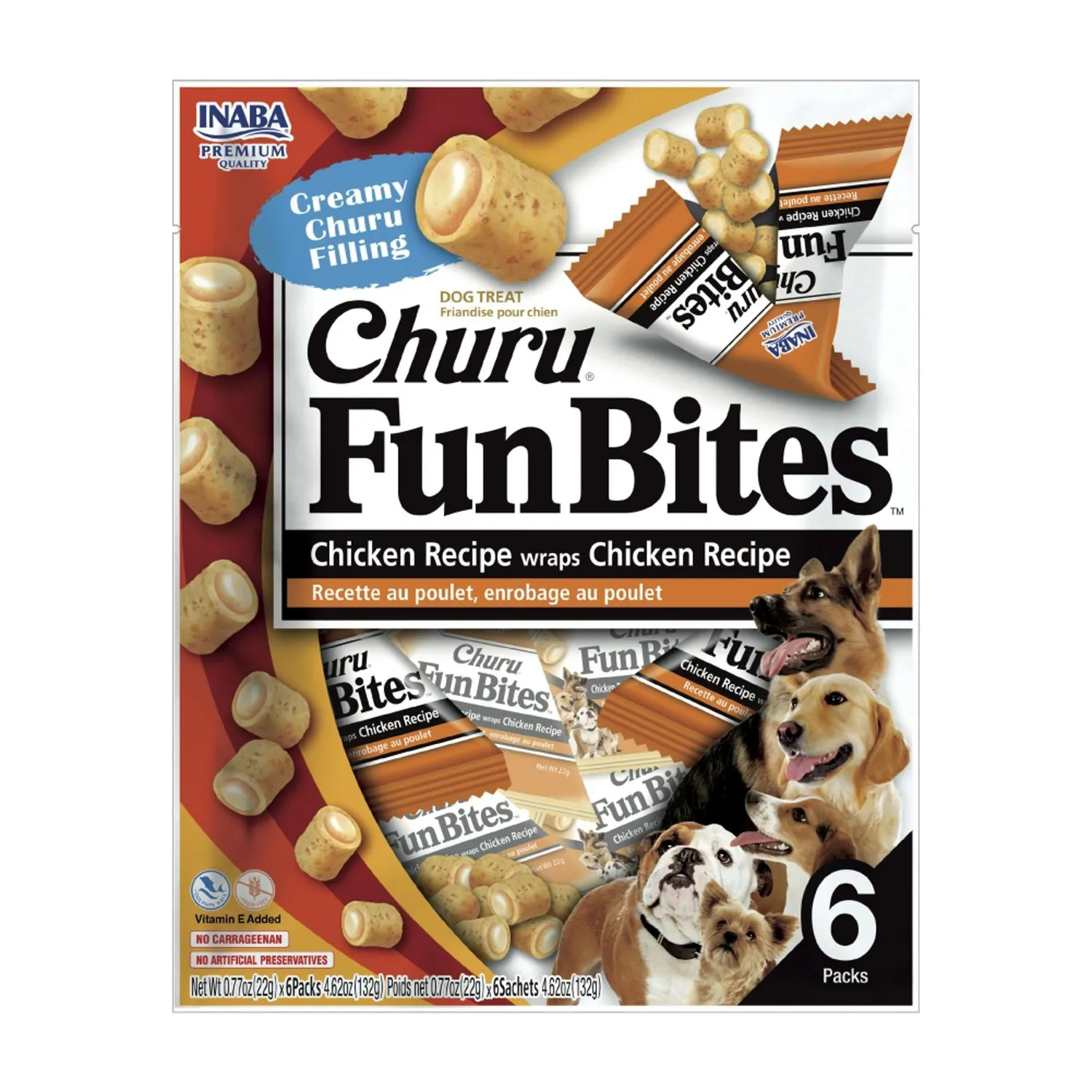 Snack para perro churu fun bites sabor pollo 6 unidades 22gr