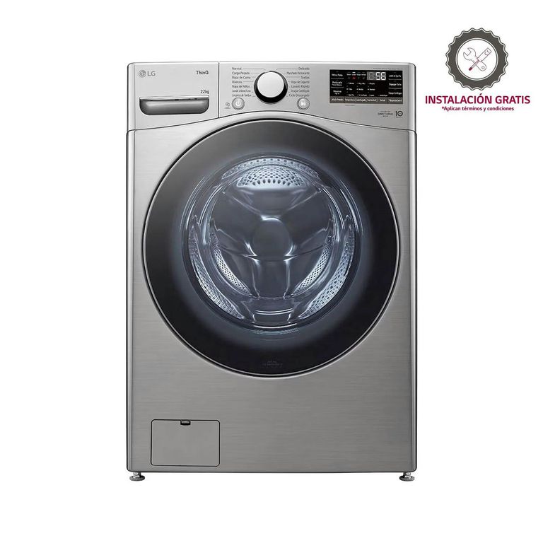 Lavadora Carga Frontal - 22kg/48lbs - 6 Motion - Color Plata