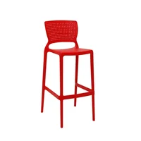Silla Tramontina Safira Alta Bar en Polipropileno y Fibra de Vidrio Rojo
