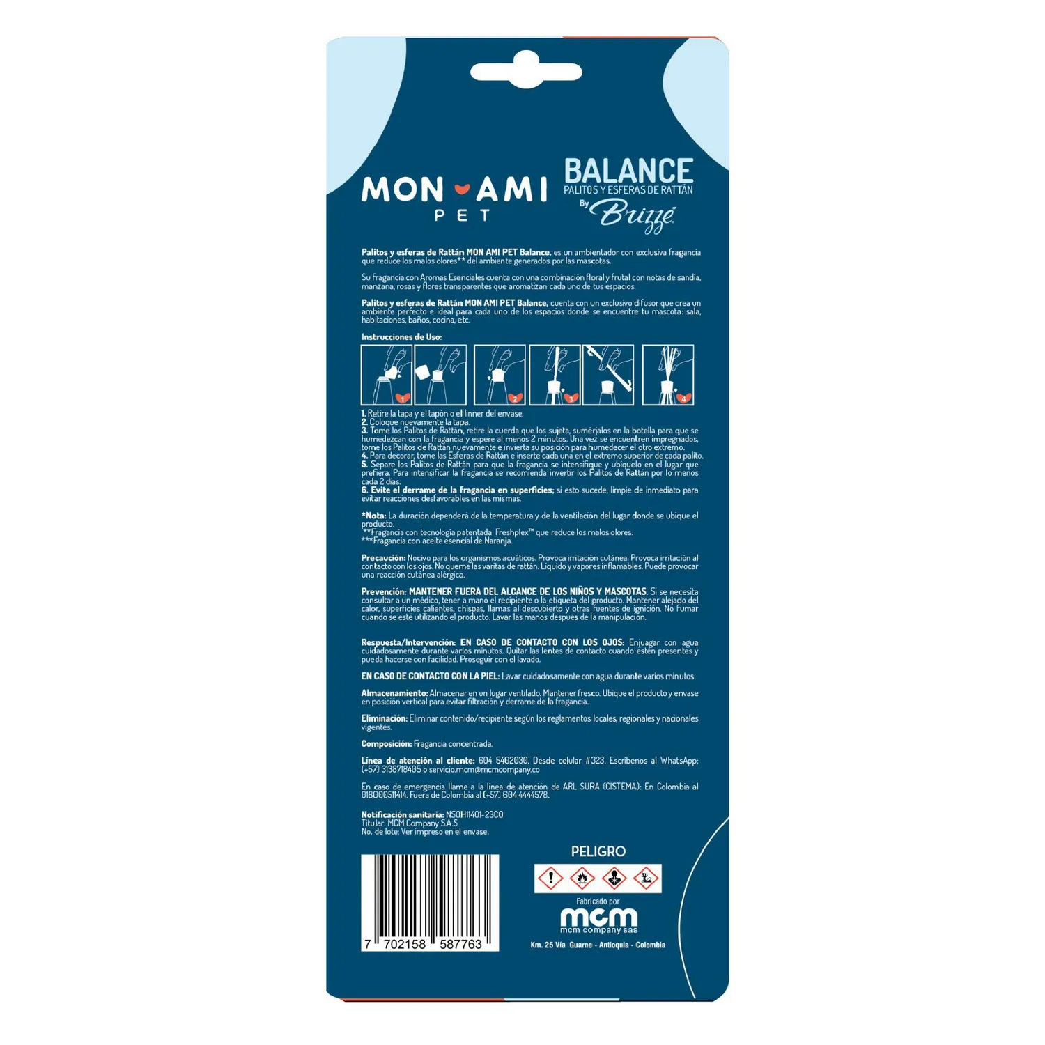 Ambientador varitas de Rattán Mon Ami Balance+ X60ml