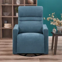 Silla Reclinable Artur Mecedora giratoria Tela Azul