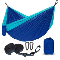 Hamaca Colgante Doble Camping Outdoor Color Azul